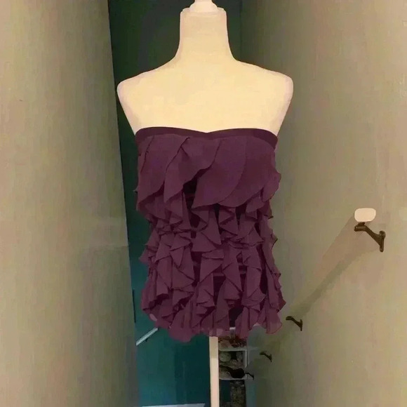 XOXO strapless ruffle satin top size small - Picture 3 of 8
